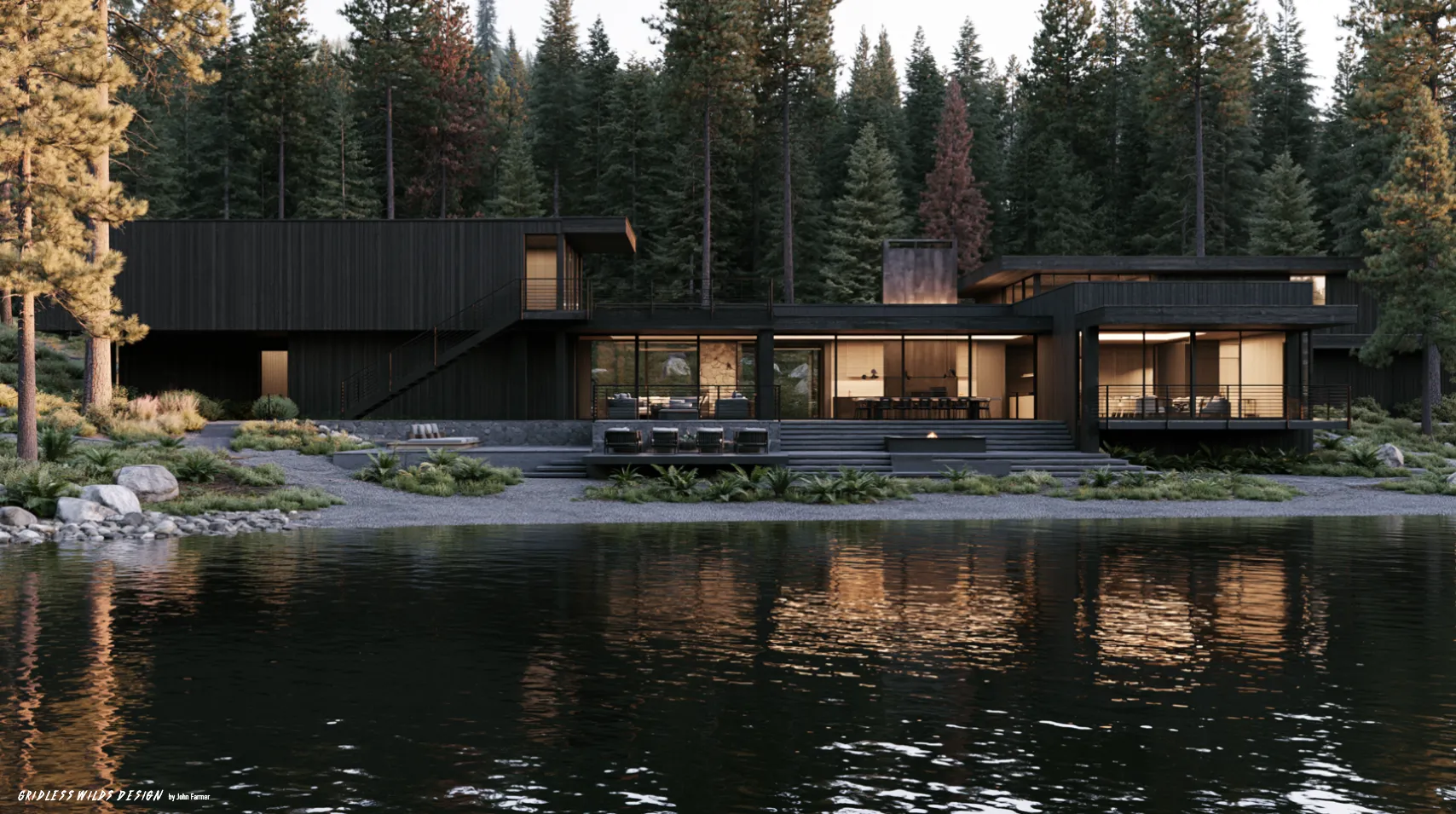 Blackwater Lake House — concept rendering (Full estate concept, Coeur d'Alene, Idaho)